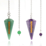 XSM Healing Crystal Pendulum Chakra Symbols Hexagonal Pointed Stone Pendant