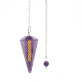 XSM Healing Crystal Pendulum Chakra Symbols Hexagonal Pointed Stone Pendant