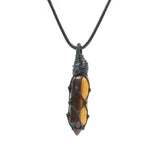 XSM Healing Hexagonal Crystal Point Pendant Necklace Wax Rope Wrapped Unisex