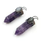 Hexagonal Column Pendant Natural Stones Labradorite Jewelry Making
