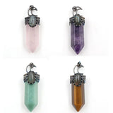Hexagonal Column Pendant Natural Stones Labradorite Jewelry Making
