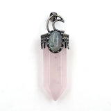 Hexagonal Column Pendant Natural Stones Labradorite Jewelry Making