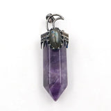 Hexagonal Column Pendant Natural Stones Labradorite Jewelry Making