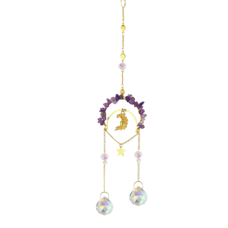 XSM Moon Crystal Suncatcher Amethyst Dream Catcher Wind Chime Window Ornament