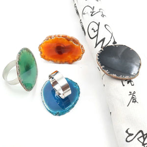 XSM Agate Slice Napkin Ring Polished Geode Holder for Dining Decor