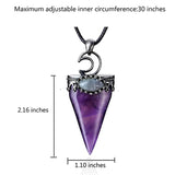XSM Amethyst Rose Quartz Crystal Chakra Triangle Pendant Necklace