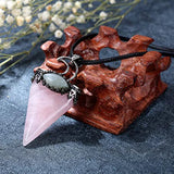 XSM Amethyst Rose Quartz Crystal Chakra Triangle Pendant Necklace