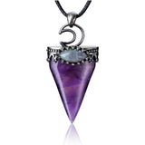 XSM Amethyst Rose Quartz Crystal Chakra Triangle Pendant Necklace