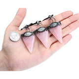 XSM Amethyst Rose Quartz Crystal Chakra Triangle Pendant Necklace