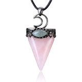 XSM Amethyst Rose Quartz Crystal Chakra Triangle Pendant Necklace