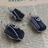 XSM Tourmaline Irregular Pendant Wire Winding Chakra Reiki Schorl Raw Stones