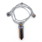 XSM Rose Quartz Crystal Necklace DIY Braided Reiki Pendant