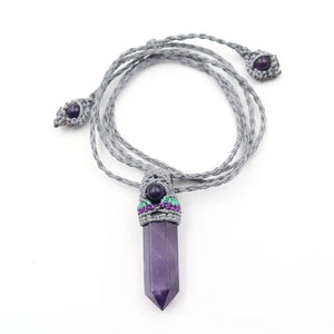 XSM Rose Quartz Crystal Necklace DIY Braided Reiki Pendant