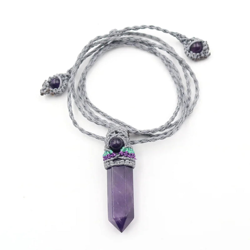 XSM Rose Quartz Crystal Necklace DIY Braided Reiki Pendant