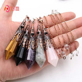 Natural Crystal Stone Pendulum Reiki Healing Dowsing Divination Pendant
