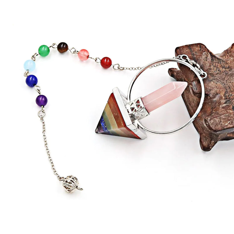 7 Chakra Pendulum Prism Pendant Reiki Healing Wicca Jewelry