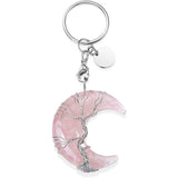7 Chakra Crystal Keyring Tree of Life Wire Wrapped Moon Resin