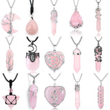 Rose Quartz Water Drop Pendant Tree of Life Necklace