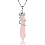 Rose Quartz Water Drop Pendant Tree of Life Necklace