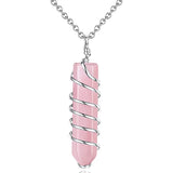 Rose Quartz Water Drop Pendant Tree of Life Necklace