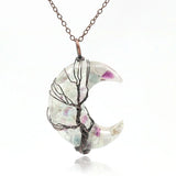 XSM Tree of Life Moon Pendant Necklace Reiki Healing Crystal Stone Jewelry