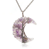 XSM Tree of Life Moon Pendant Necklace Reiki Healing Crystal Stone Jewelry