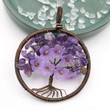 XSM Tree of Life Pendant Natural Gravel Chips Wire Winding Flower Jewelry Making