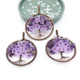 XSM Tree of Life Pendant Natural Gravel Chips Wire Winding Flower Jewelry Making