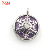 Snowflake Pattern Pendant Amethyst Red Stone Silver Locket Reiki Jewelry