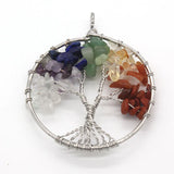 7 Chakra Wire Wrap Reiki Pendant Natural Stone Necklace