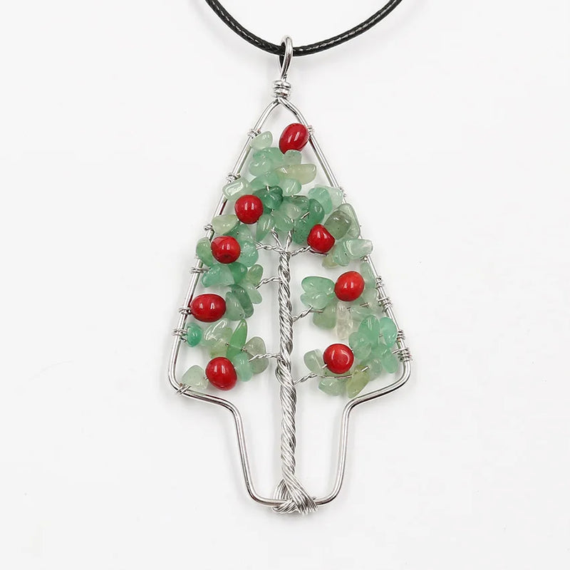Tree Of Life Green Aventurine Christmas Tree Pendant