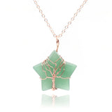 XSM Rose Quartz Crystal Pentagram Pendant Necklace
