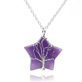 XSM Rose Quartz Crystal Pentagram Pendant Necklace