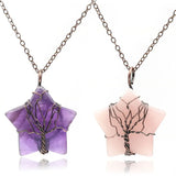 XSM Rose Quartz Crystal Pentagram Pendant Necklace
