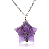 XSM Rose Quartz Crystal Pentagram Pendant Necklace