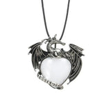 Vintage Pterosaur Dragon Necklace Natural Stone Crystal Pendant Jewelry