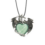Vintage Pterosaur Dragon Necklace Natural Stone Crystal Pendant Jewelry