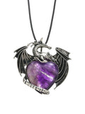 Vintage Pterosaur Dragon Necklace Natural Stone Crystal Pendant Jewelry