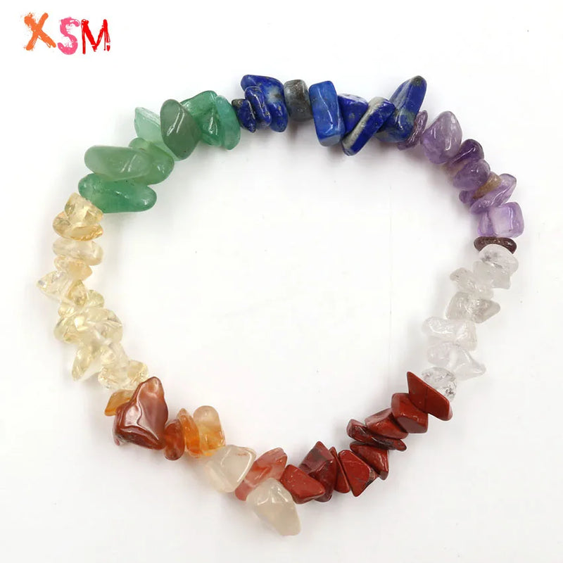 XSM 10 Pcs/Lot Gravel Bracelets Natural Stones Elastic Boho Charm Jewelry