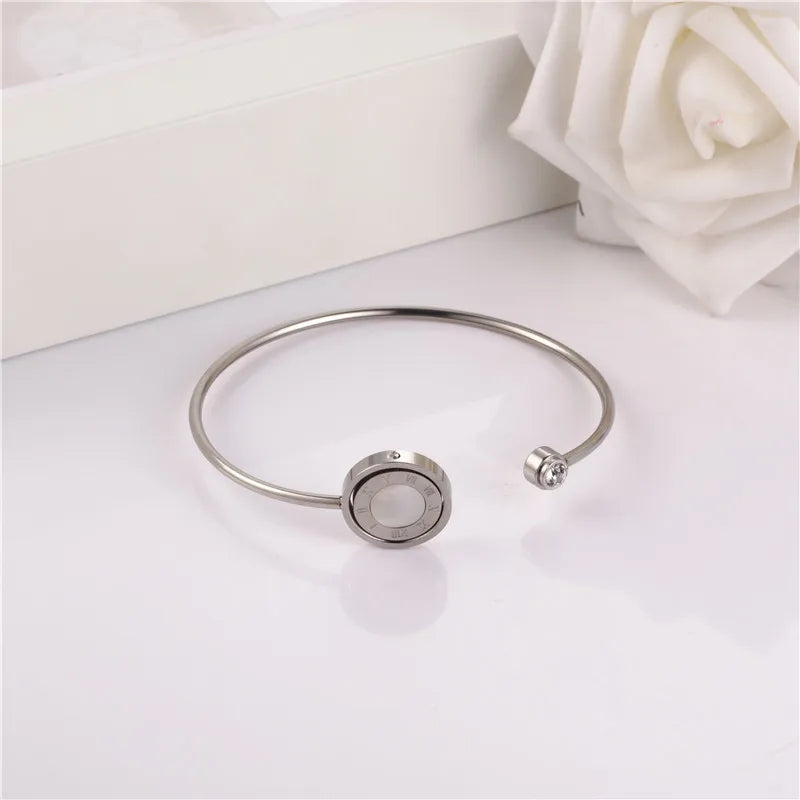 Double Shell Bracelets Bangles For Women Stainless Steel Jewelry