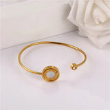 Double Shell Bracelets Bangles For Women Stainless Steel Jewelry