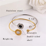 Double Shell Bracelets Bangles For Women Stainless Steel Jewelry