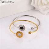Double Shell Bracelets Bangles For Women Stainless Steel Jewelry