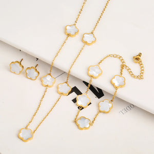 XUANYU Beimu Flower Jewelry Set for Women's Clover Plant Gift
