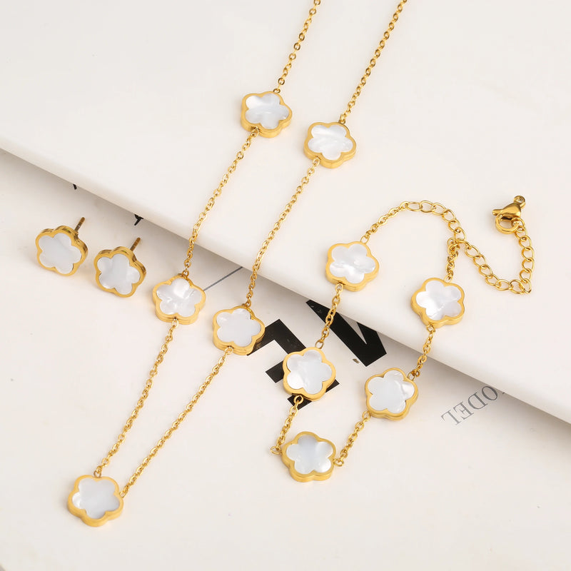 XUANYU Beimu Flower Jewelry Set for Women's Clover Plant Gift
