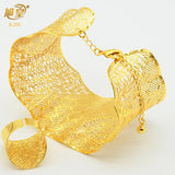 Dubai Plated Bangles With Ring Nigerian Wedding Party Bracelet