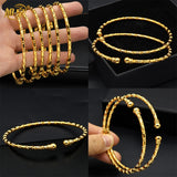 4PCS Dubai Plated Jewelry Bangle Bracelet For Women African Jewelry