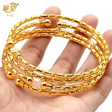 4PCS Dubai Plated Jewelry Bangle Bracelet For Women African Jewelry