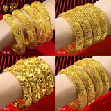 African Copper Bangles Bracelet Hawaiian Women 24K Plated Jewelry