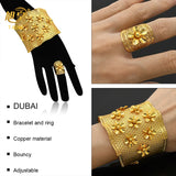 African Plated Bangles With Ring Dubai Bridal Bracelet